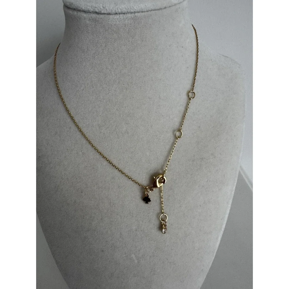 Kate Spade New York New Bloom Pink Color Flower Pendant Necklace NWT Gold
